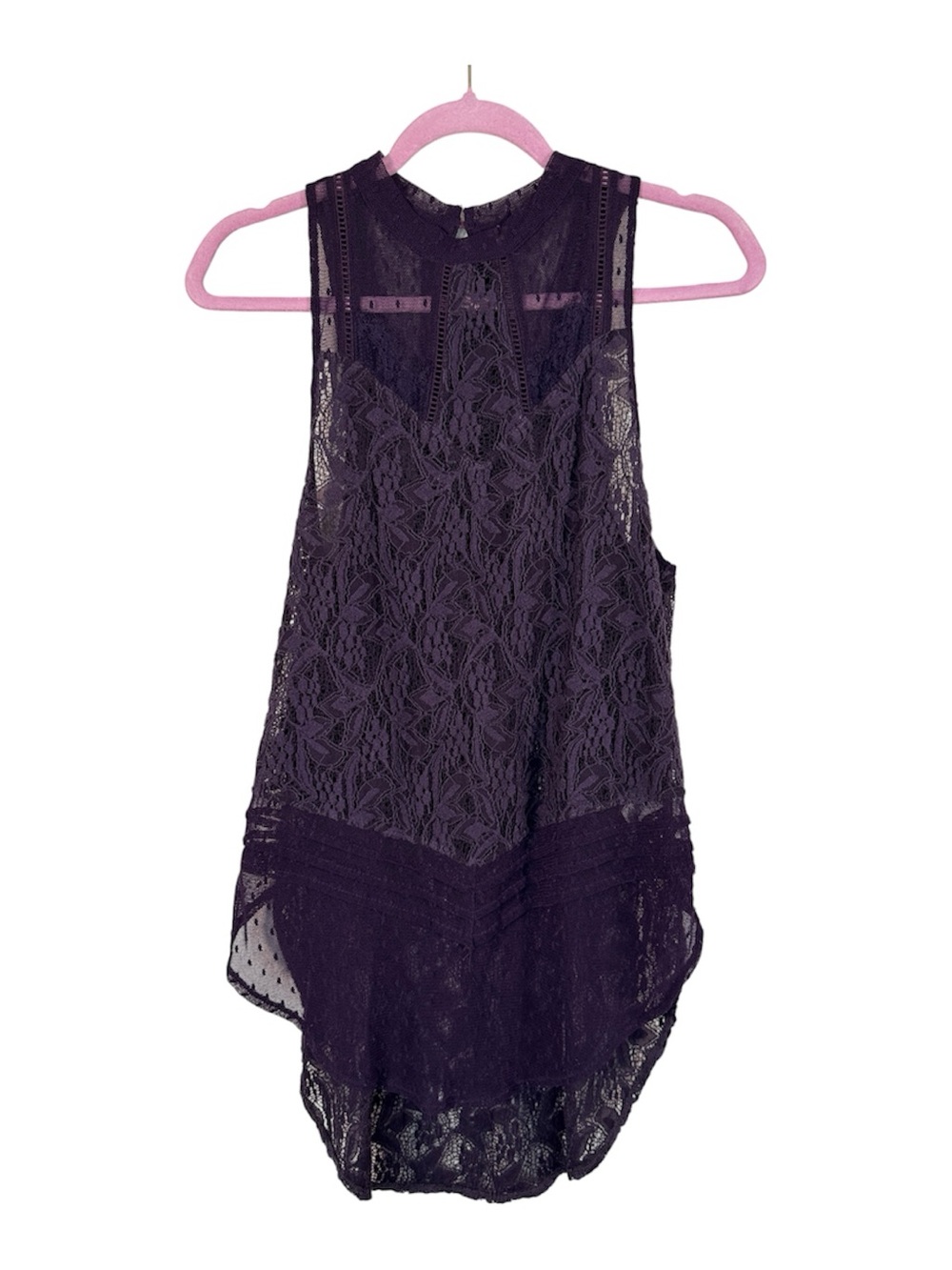 Free People Purple Lace Sleeveless Tunic Boho Blouse Womens S Festival Indie Top